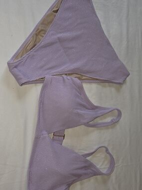 Shade & Shore Lavender Ribbed Bikini Top and High-Cut Bottoms